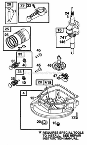 Base & Internal Parts Diagram and Parts List for PS418 (11A-702A100) (1997) Cub Cadet Engine